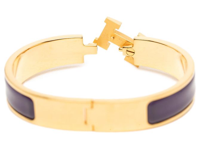 Bracciale Hermès Narrow Enamel Clic H GM Viola Porpora - vista 5