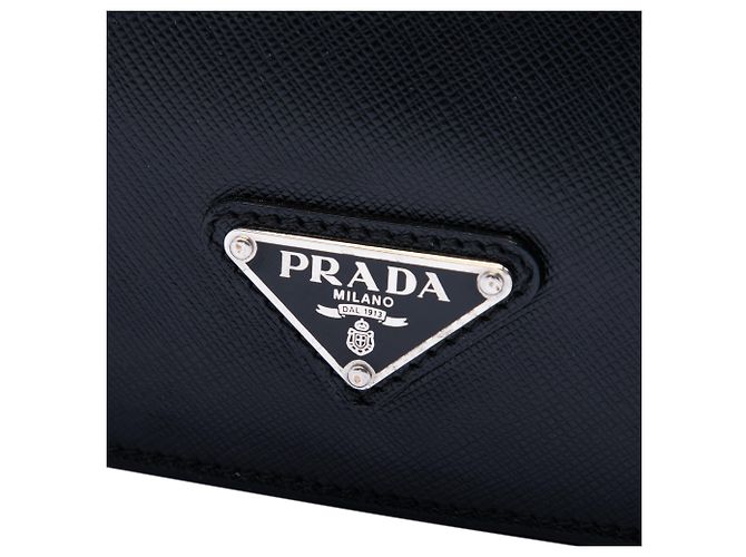 Valigetta da viaggio in pelle Saffiano nero Prada con tasca frontale con zip per affari - vista 5