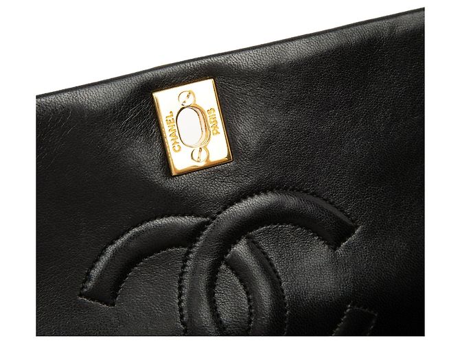 Borsa a tracolla Chanel Medium Quilted Lambskin Full Flap nera Nero - vista 6