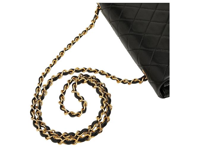 Borsa a tracolla Chanel Medium Quilted Lambskin Full Flap nera Nero - vista 8
