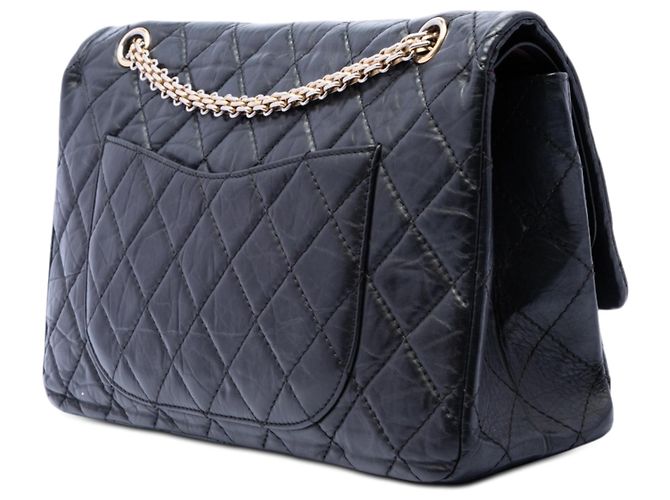 Borsa a tracolla Chanel Reissue 2.55 Double Flap 227 in pelle di vitello invecchiata trapuntata nera Nero - vista 2