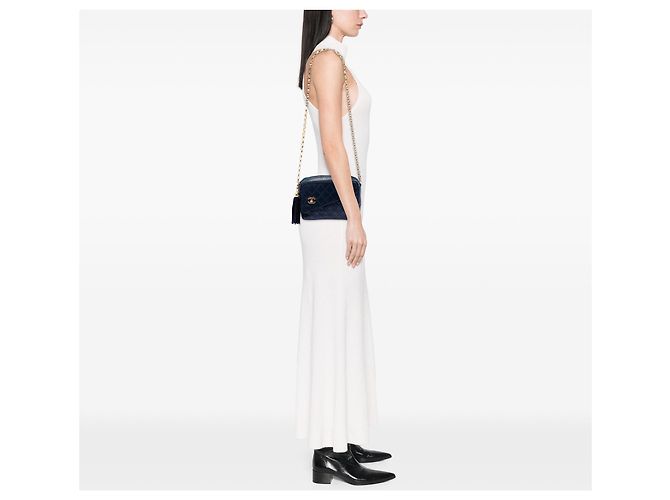 Chanel CC gesteppte Lammfell Camera Bag in Blau mit Quaste - Ansicht 6
