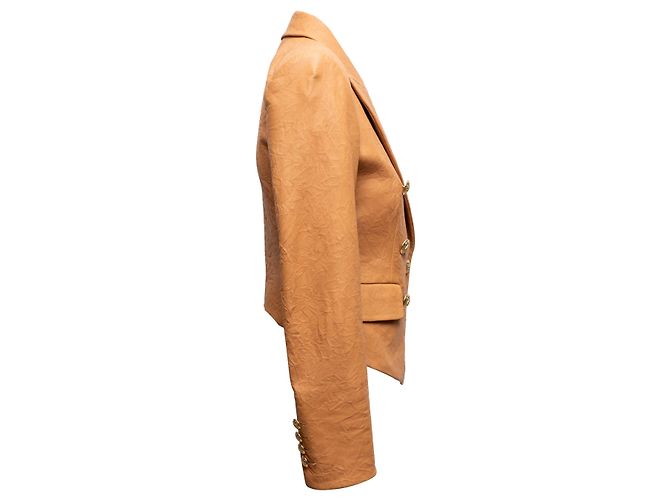 Veronica Beard Blazer aus Lammleder orange Größe US 0 - Ansicht 2