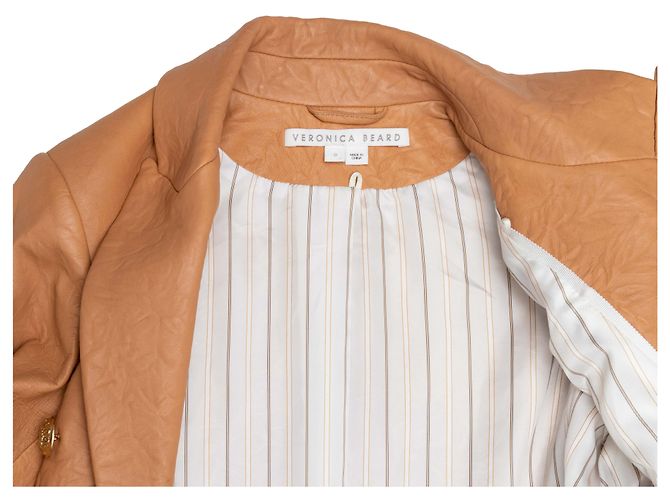 Veronica Beard Blazer aus Lammleder orange Größe US 0 - Ansicht 4