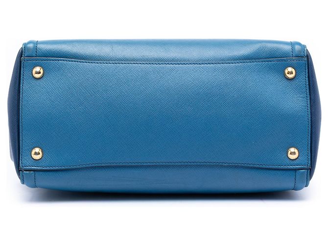 Borsa Satchel Blue Prada Bicolor Saffiano Lux Galleria - vista 3