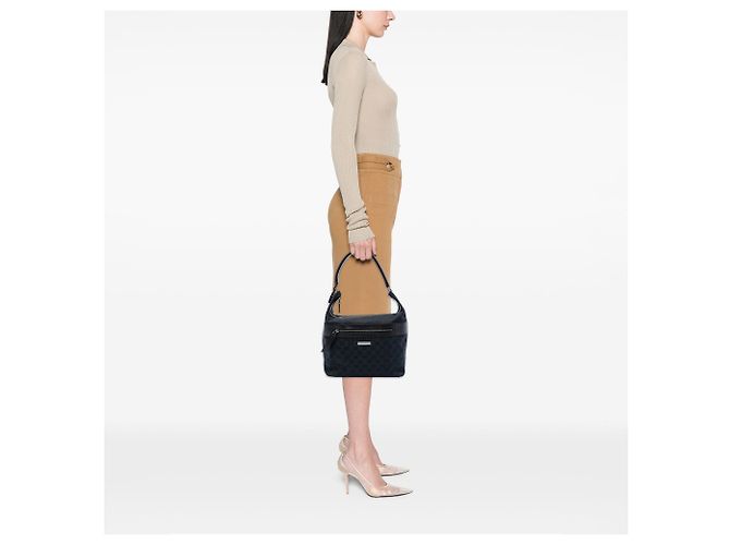 Borsa a tracolla Gucci GG Canvas nera Nero - vista 7