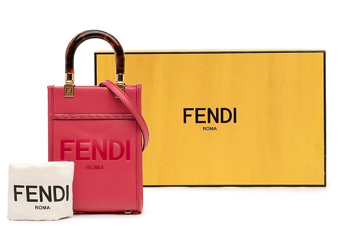 Mini borsa shopper Sunshine in pelle rosa Fendi - vista 10