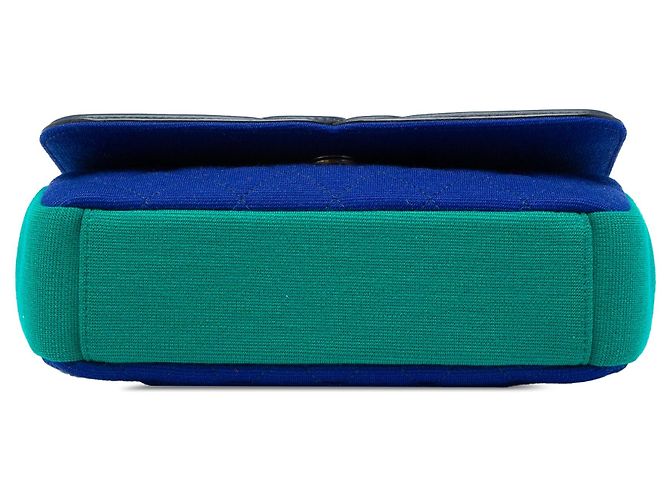 Borsa a tracolla Chanel Small Tricolor Jersey CC Filigree Flap blu - vista 3