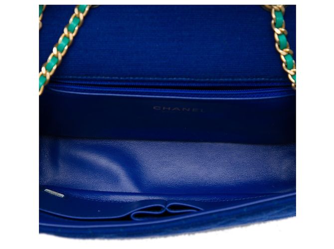 Borsa a tracolla Chanel Small Tricolor Jersey CC Filigree Flap blu - vista 4