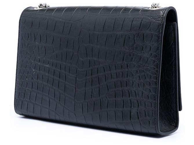 Borsa a tracolla Kate in pelle con stampa coccodrillo nera Saint Laurent Medium Nero - vista 2
