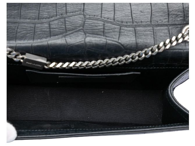 Borsa a tracolla Kate in pelle con stampa coccodrillo nera Saint Laurent Medium Nero - vista 4