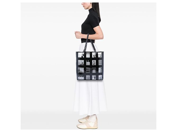 Tote Coco Window in vinile nero Chanel - vista 7