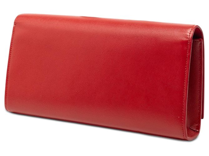 Clutch Monogram Cassandre in Grain de Poudre rosso Saint Laurent - vista 2