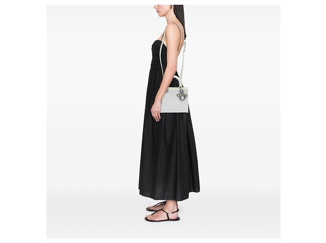 Lady Dior Satchel Medium aus weißem Lackleder Microcannage - Ansicht 7