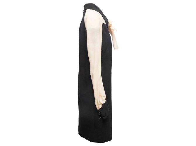 Abito a maniche lunghe in cotone e seta Chanel bianco e nero Taglia FR 44 - vista 3