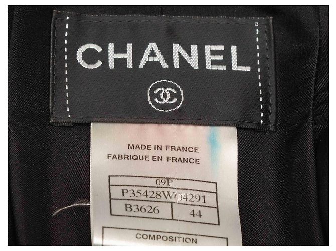 Abito a maniche lunghe in cotone e seta Chanel bianco e nero Taglia FR 44 - vista 5