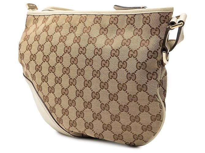 Borsa a tracolla mezza luna Gucci Medium GG Canvas New Britt beige - vista 2