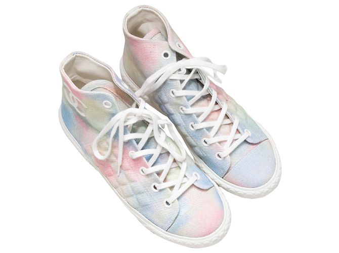 Chanel Cruise 2022 Tie-Dye High-Top Sneaker Weiß & Bunt Größe 40 - Ansicht 2