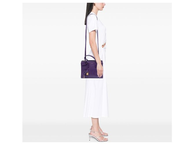 Borsa Baby Leather Sac De Jour viola Saint Laurent Porpora - vista 6