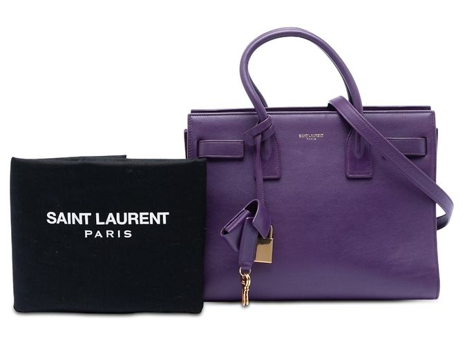 Borsa Baby Leather Sac De Jour viola Saint Laurent Porpora - vista 7