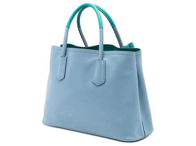 Borsa Prada Medium Bicolor Saffiano Cuir blu - vista 2