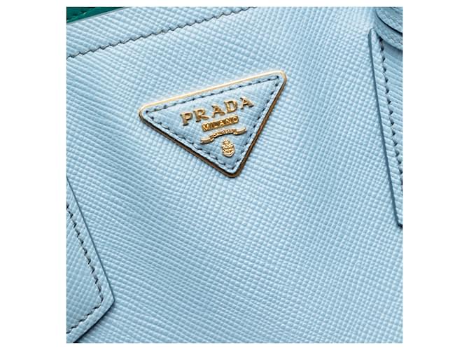 Borsa Prada Medium Bicolor Saffiano Cuir blu - vista 5