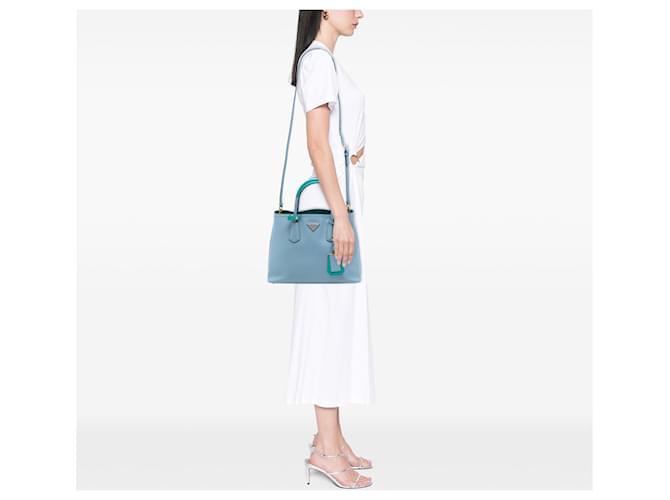 Borsa Prada Medium Bicolor Saffiano Cuir blu - vista 6