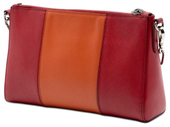 Prada Bicolor Saffiano Lux Crossbody-Tasche rot - Ansicht 2