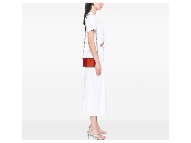 Prada Bicolor Saffiano Lux Crossbody-Tasche rot - Ansicht 6