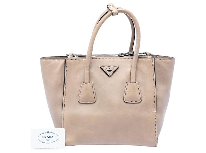 Borsa Prada Small Glace Calf Twin Pocket Beige - vista 7