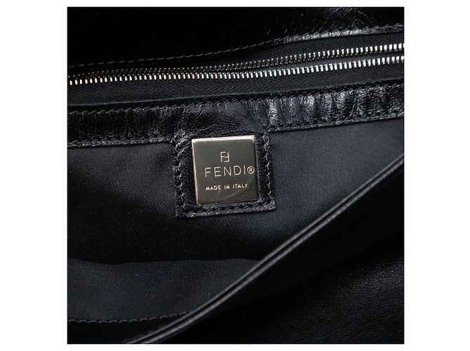 Borsa a tracolla Fendi in pelle di vitello FF nera Nero - vista 5