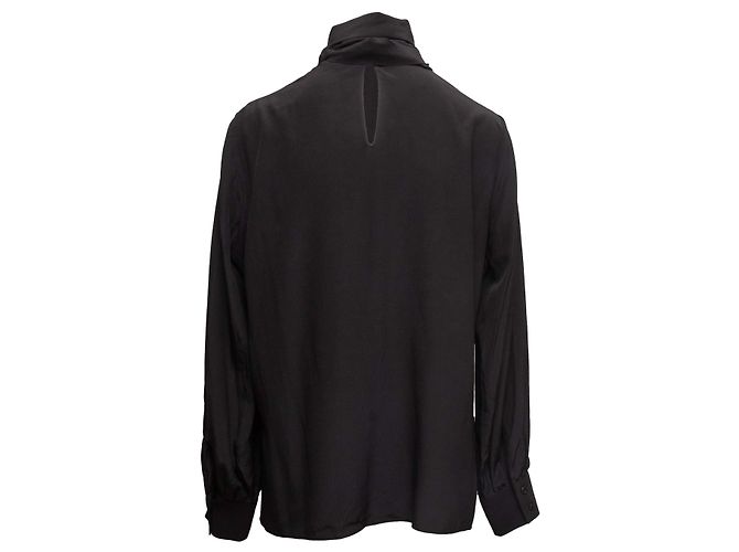 Schwarze Fendi Seidenbluse mit Stehkragen Größe IT 42 - Ansicht 3
