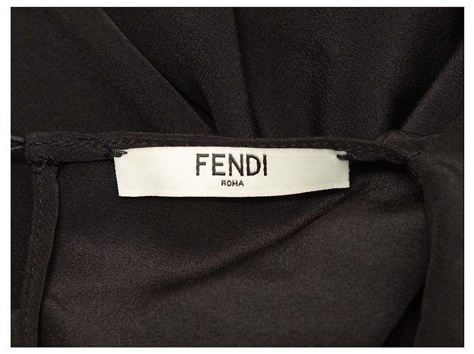 Schwarze Fendi Seidenbluse mit Stehkragen Größe IT 42 - Ansicht 4