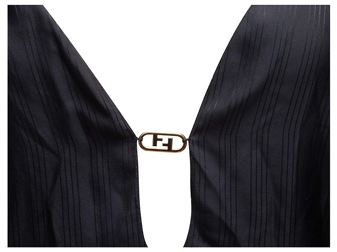 Top de rayas sin mangas negro Fendi Talla US M - vista 2