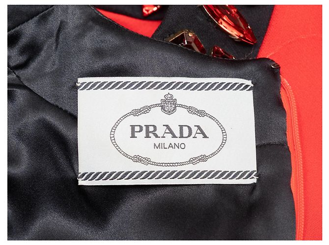 Red & Black Prada Embellished Wool & Silk-Blend Dress Size IT 38 - view 5