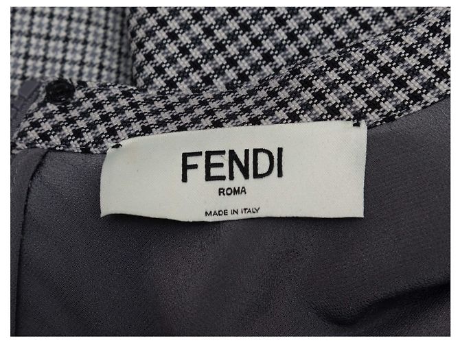 Abito a maniche lunghe Fendi Houndstooth bianco e nero Taglia IT 40 - vista 6