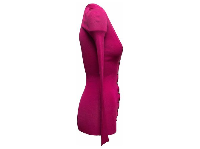 Valentino Garavani Himbeerfarbener Seiden-Cardigan von Valentino Größe IT 40 Pink - Ansicht 2