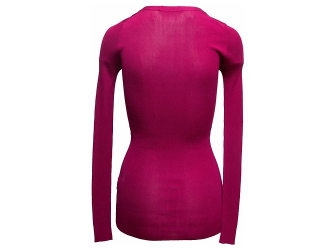 Valentino Garavani Himbeerfarbener Seiden-Cardigan von Valentino Größe IT 40 Pink - Ansicht 3