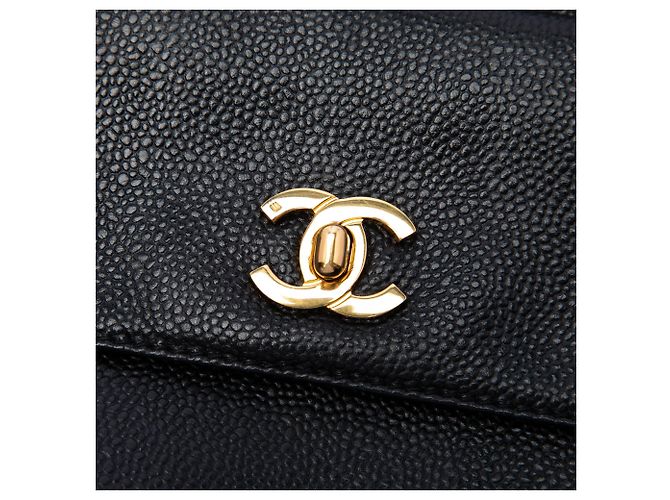 Borsa a tracolla Chanel CC Caviar nera con tasca frontale Nero - vista 5