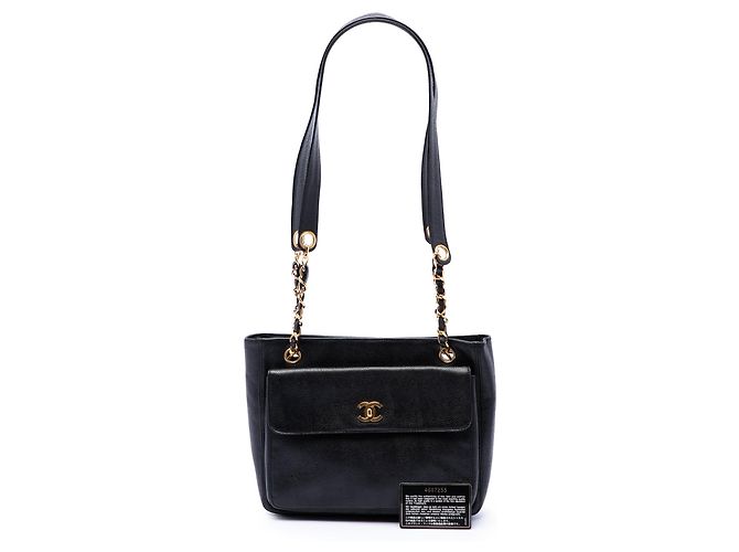 Borsa a tracolla Chanel CC Caviar nera con tasca frontale Nero - vista 7