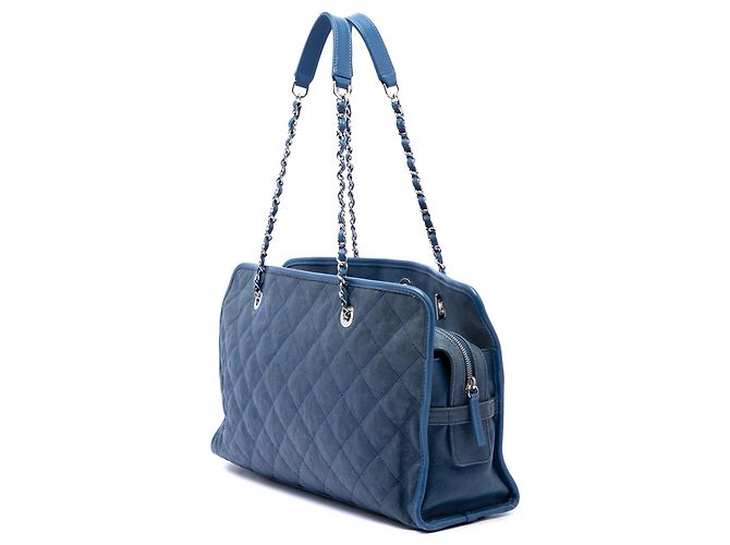 Tote Chanel Quilted Caviar French Riviera Blu - vista 2