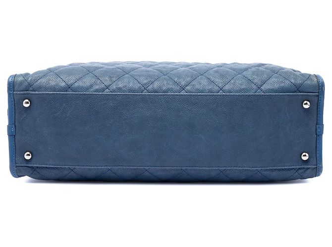 Tote Chanel Quilted Caviar French Riviera Blu - vista 3
