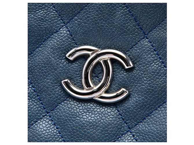 Tote Chanel Quilted Caviar French Riviera Blu - vista 5