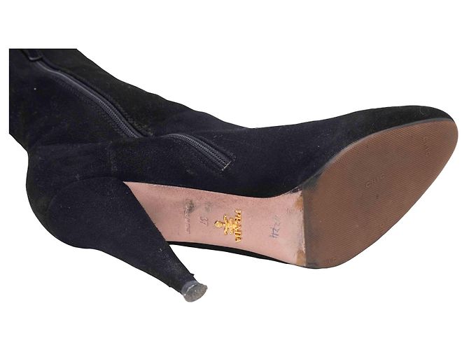Botas altas de ante negro Prada Talla 37 - vista 5