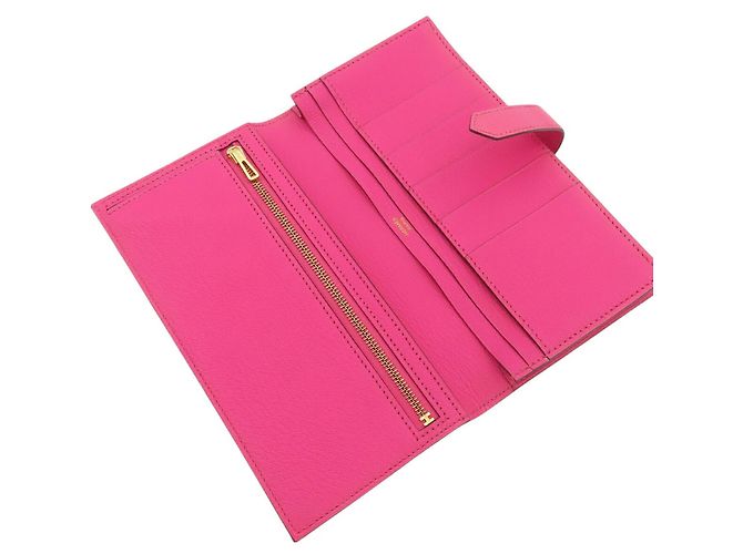 Hermès Chevre Bearn Soufflet Bifold Long Wallet Rosa Pink - Ansicht 4