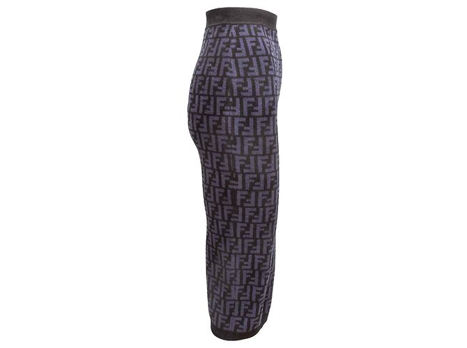 Fendi Zucca Strickrock in Schwarz & Navy Bleistiftrock Größe IT 40 - Ansicht 2
