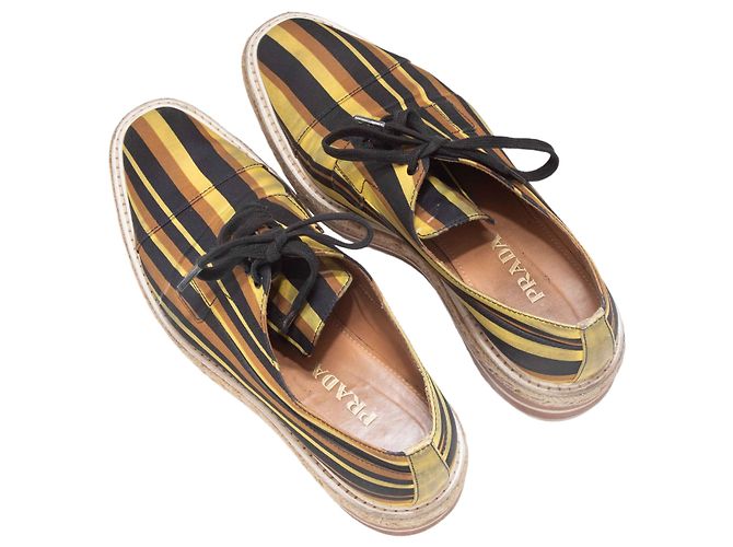 Prada Gestreifte Plateau-Oxfords Braun & Multicolour Größe 38.5 - Ansicht 3