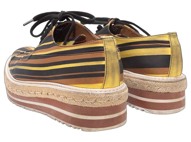 Prada Gestreifte Plateau-Oxfords Braun & Multicolour Größe 38.5 - Ansicht 4