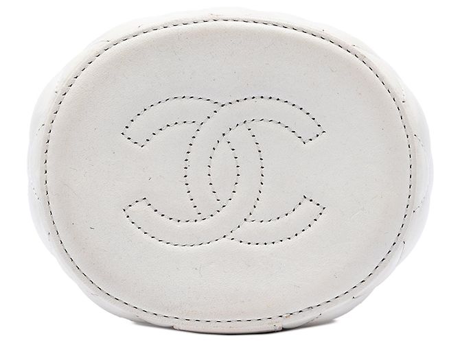Borsa Chanel Small Crown Box in agnello trapuntato bianco - vista 3
