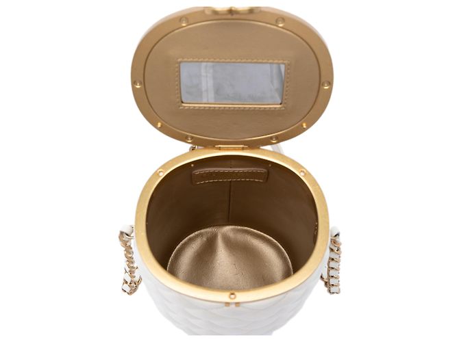 Borsa Chanel Small Crown Box in agnello trapuntato bianco - vista 4